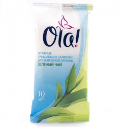 Салфетки влажные для интимной гигиены Ola Микс зеленый чай лотос термальная вода ионы серебра 10 шт.